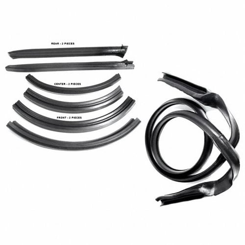 Convertible Top Seal Set. Includes header seal and all left and right side roof rail components 2-le